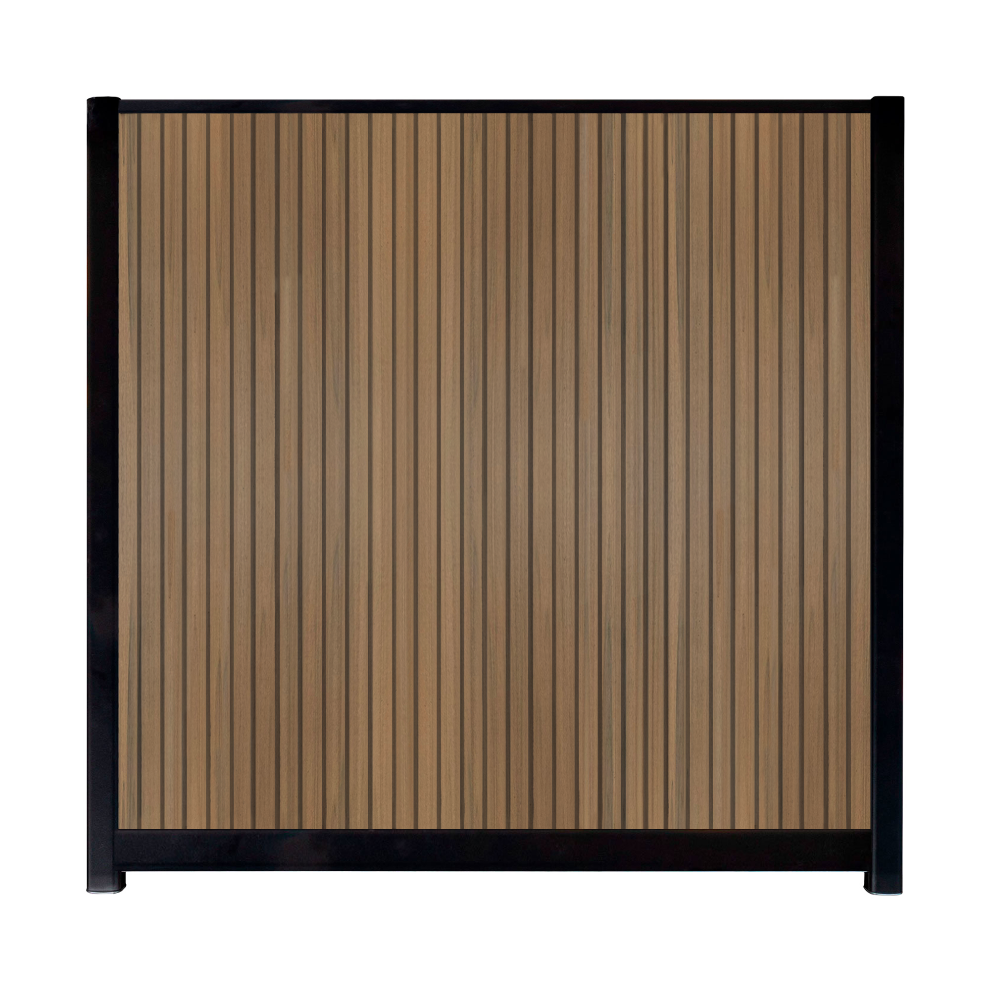 CompoGarden composiet scherm Rhombus verticaal – Teak met zwarte profielen