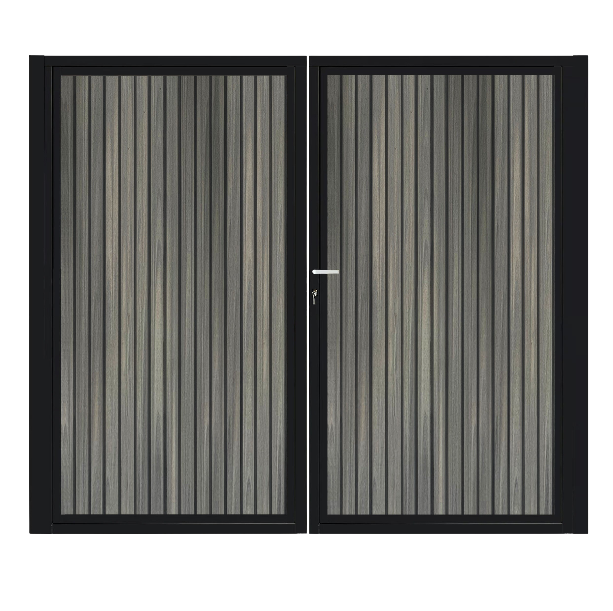 CompoGarden dubbele composiet poort Rhombus verticaal – Antraciet met zwart stalen frame