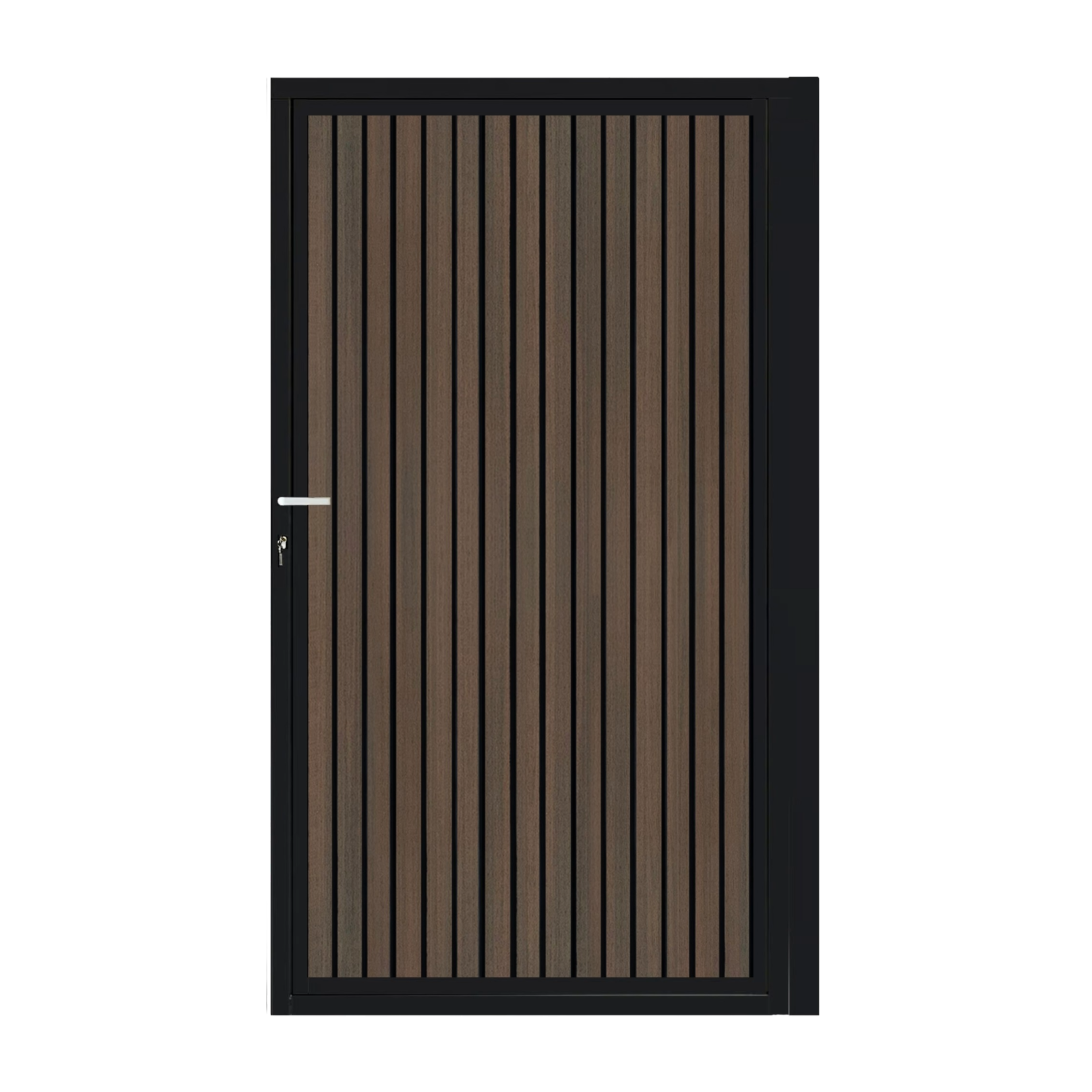 CompoGarden composiet poort Rhombus Schaduw verticaal – Donkerbruin met zwart stalen frame