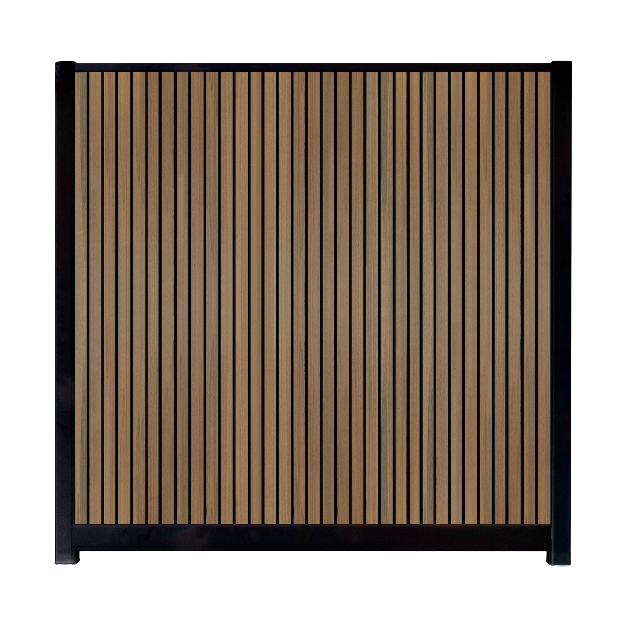 CompoGarden composiet scherm Rhombus Schaduw verticaal – Teak met zwarte profielen