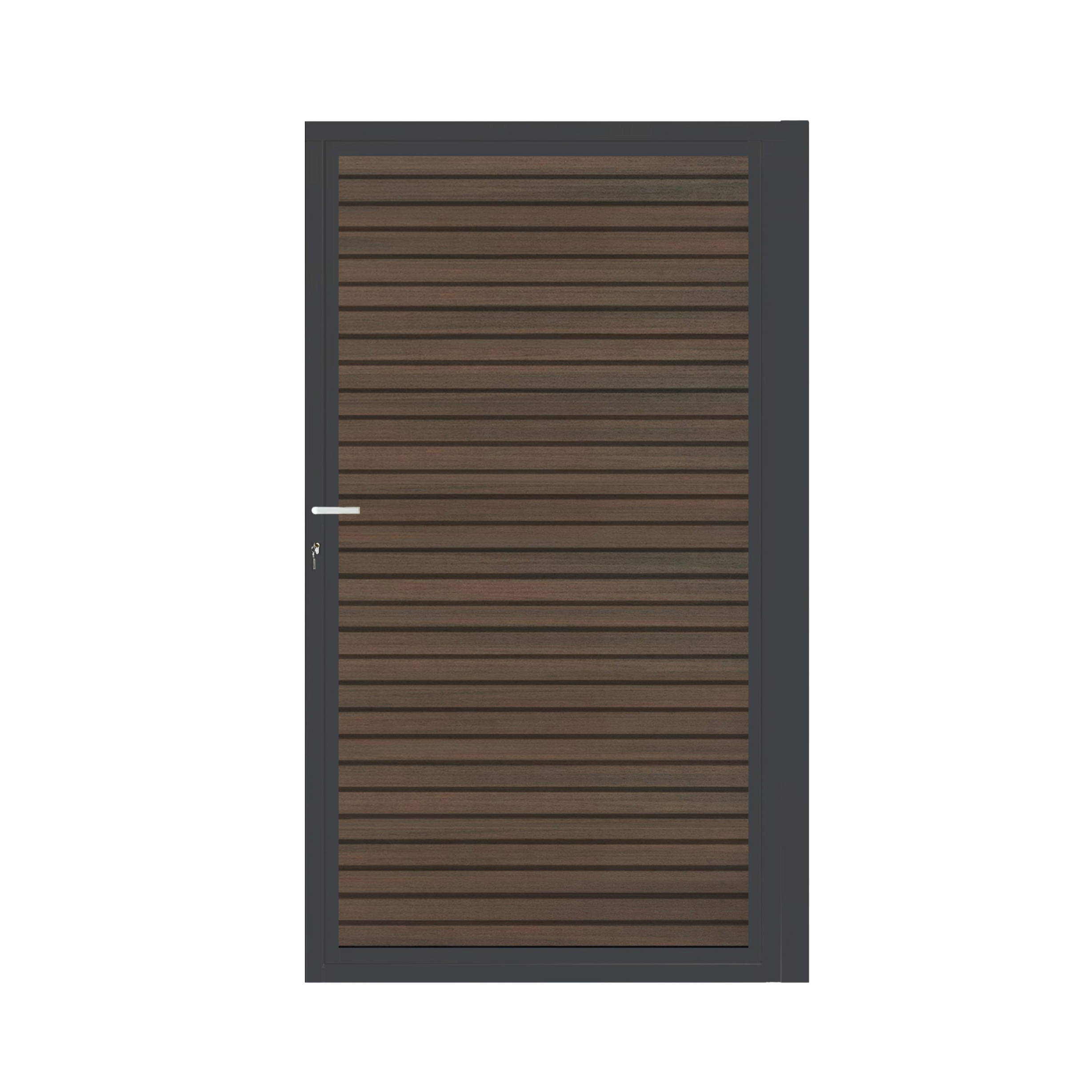 CompoGarden composiet poort Rhombus horizontaal – Donkerbruin met antraciet stalen frame