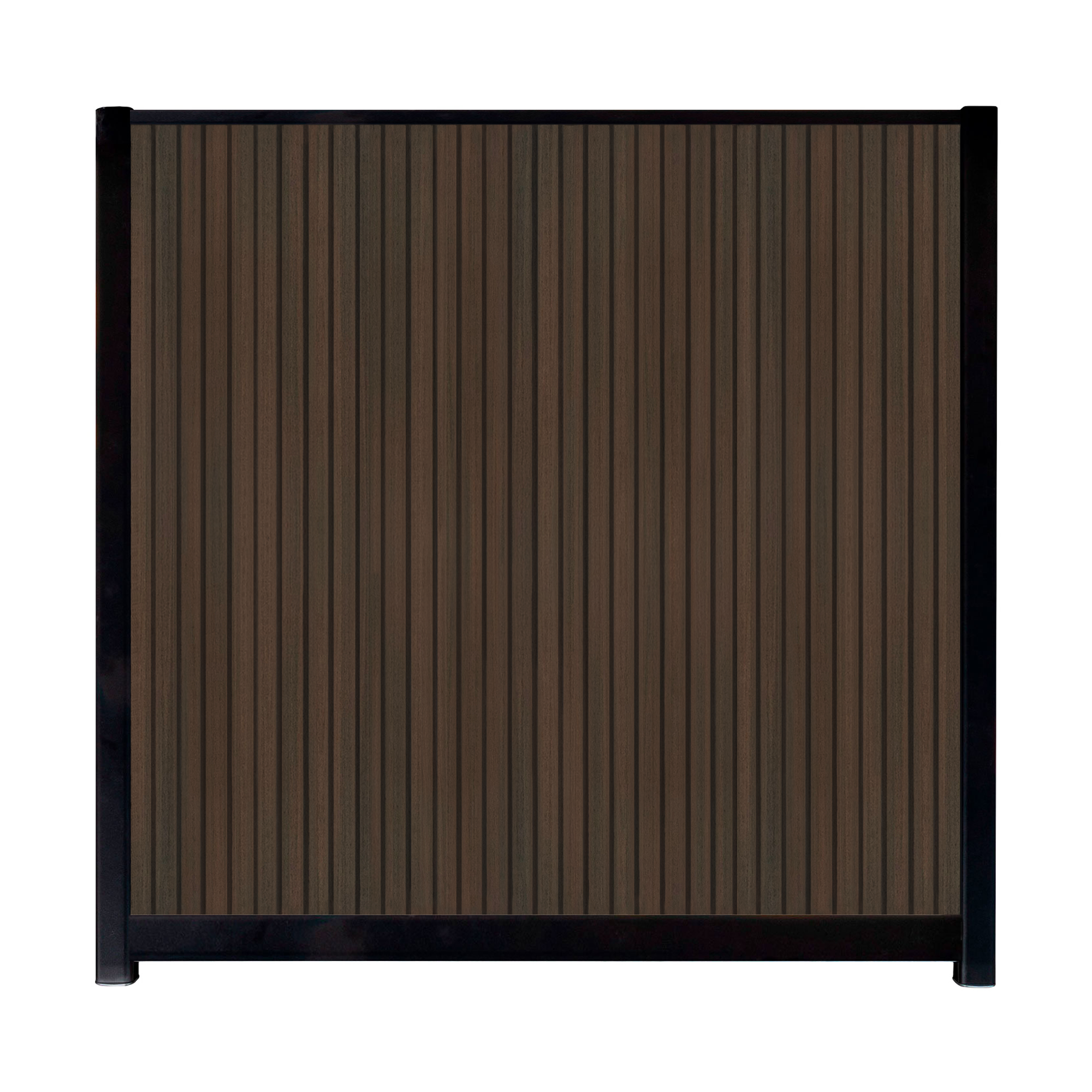CompoGarden composiet scherm Rhombus verticaal – Donkerbruin met zwarte profielen