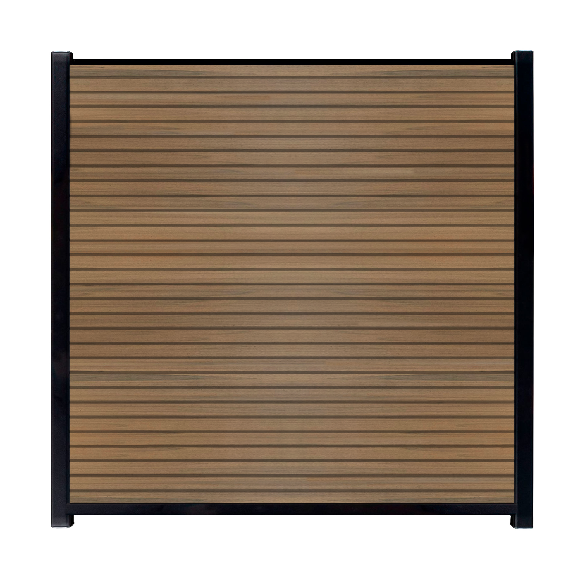 CompoGarden composiet scherm Rhombus horizontaal – Teak met zwarte profielen