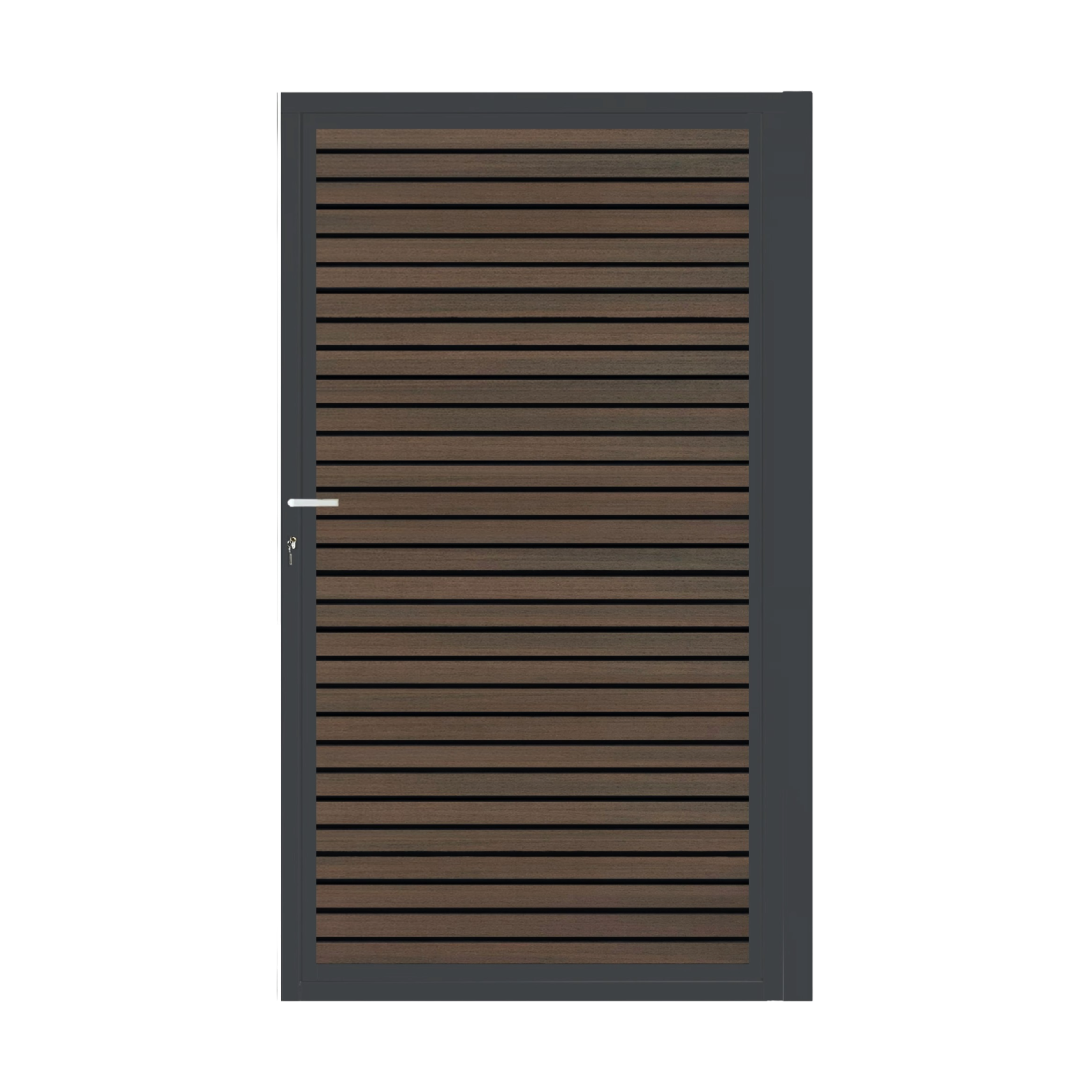 CompoGarden composiet poort Rhombus Schaduw horizontaal – Donkerbruin met antraciet stalen frame