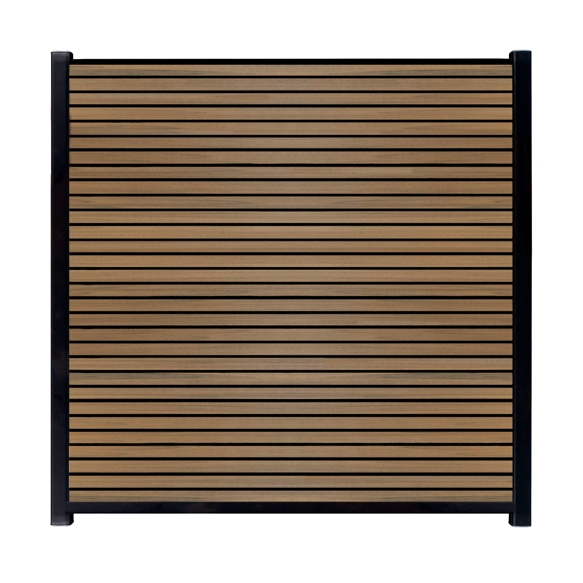 CompoGarden composiet scherm Rhombus Schaduw horizontaal – Teak met zwarte profielen