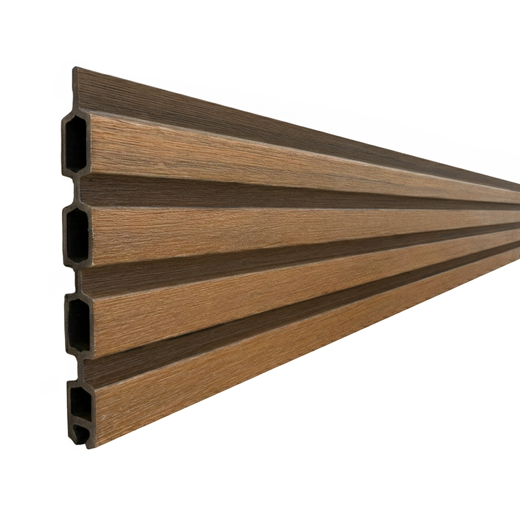 CompoGarden composiet scherm Rhombus horizontaal – Teak met zwarte profielen