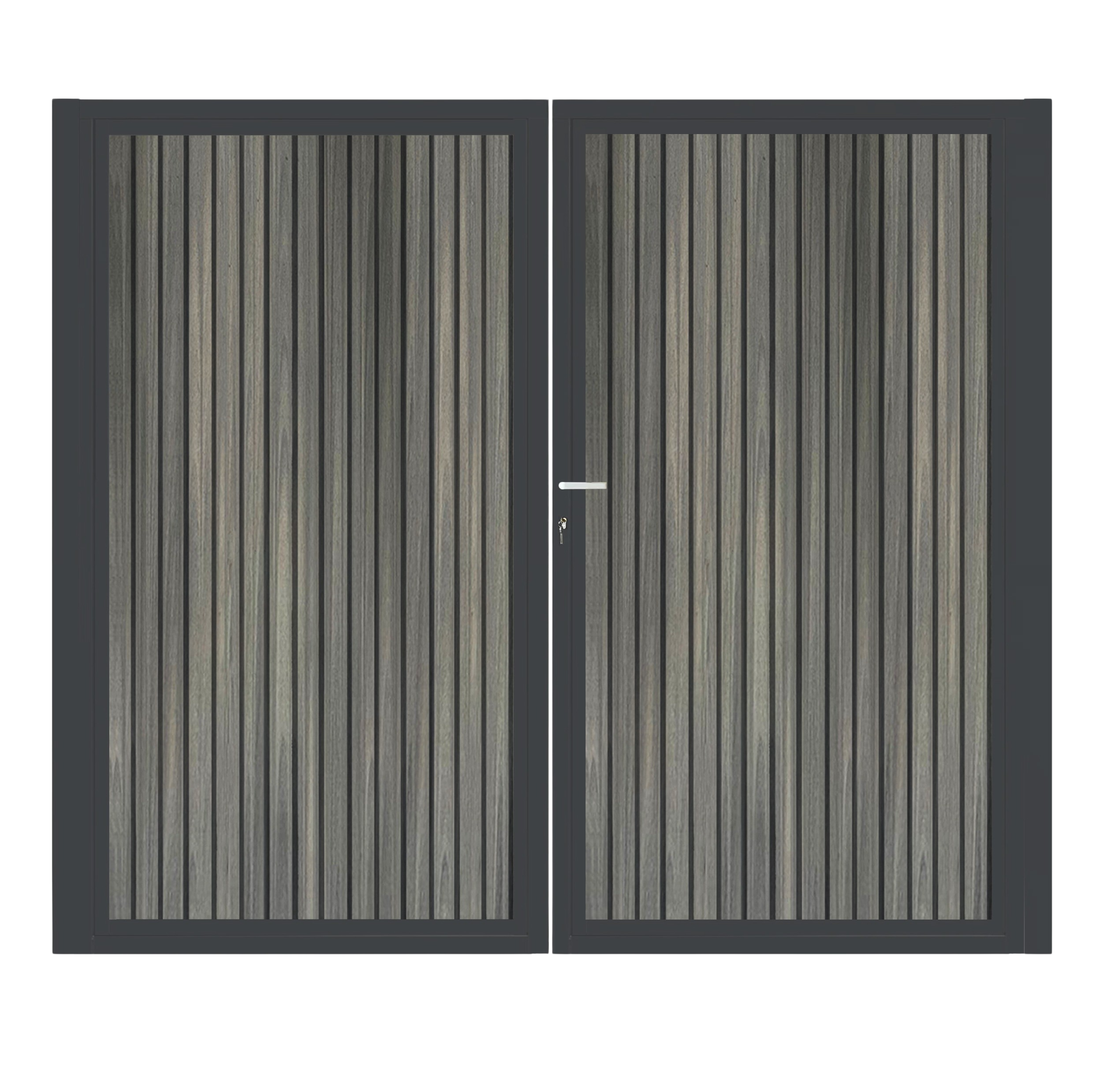 CompoGarden dubbele composiet poort Rhombus verticaal – Antraciet met stalen frame