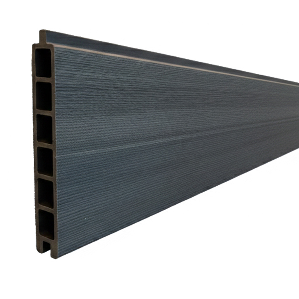 CompoGarden composiet poort Geborsteld verticaal – Antraciet met zwart aluminium frame