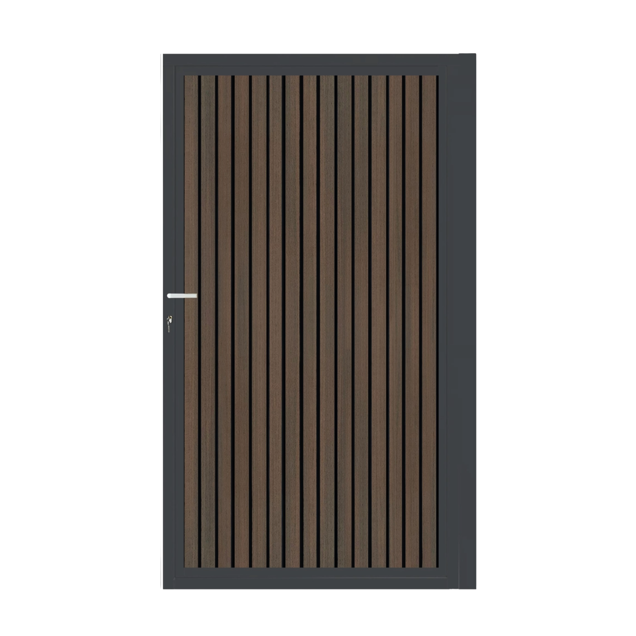 CompoGarden composiet poort Rhombus Schaduw verticaal – Donkerbruin met antraciet stalen frame