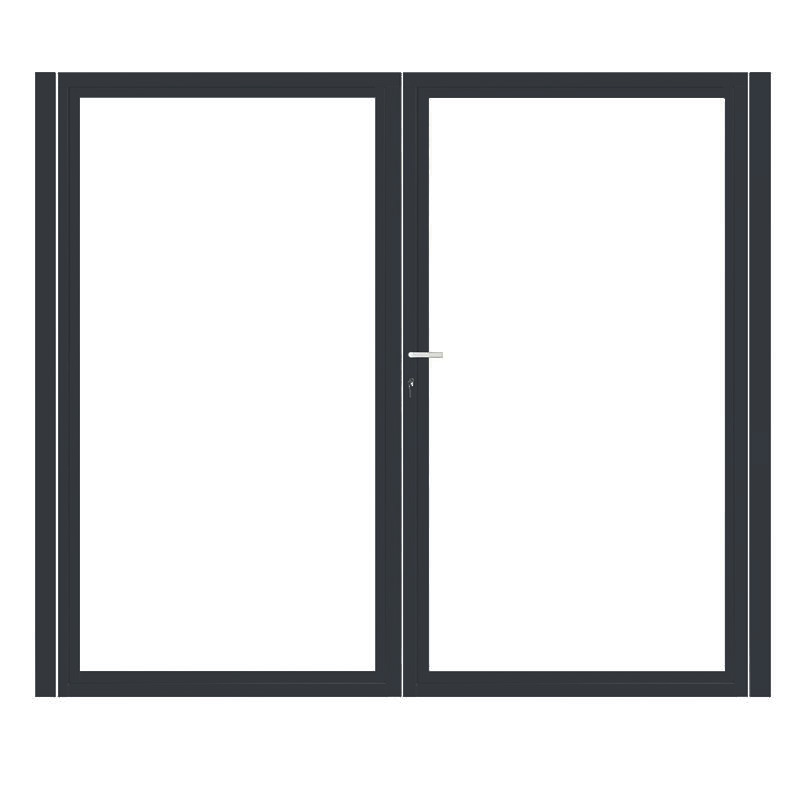 CompoGarden dubbele composiet poort Geborsteld verticaal – Donkerbruin met antraciet aluminium frame