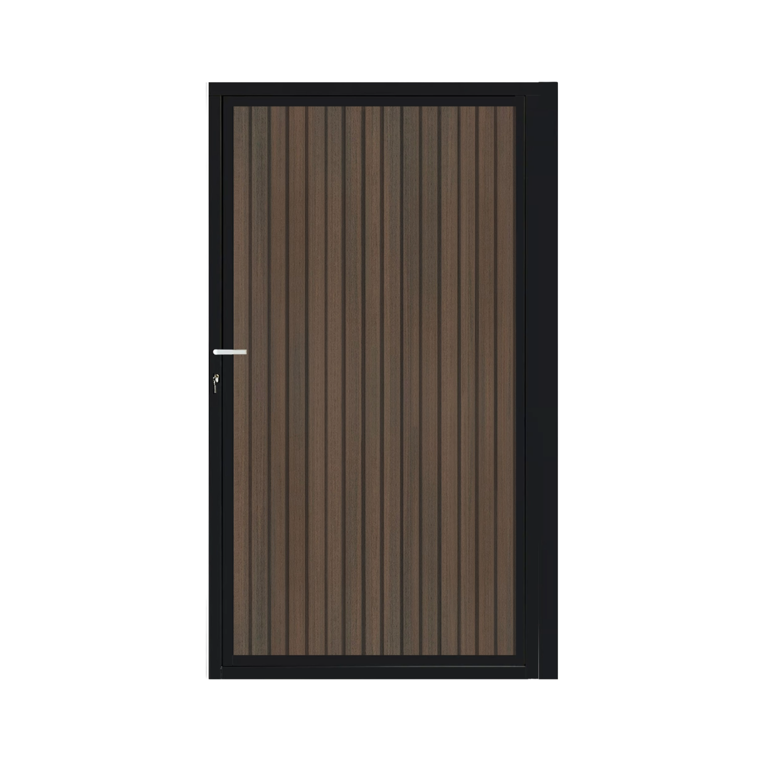 CompoGarden composiet poort Rhombus verticaal – Donkerbruin met zwart aluminium frame