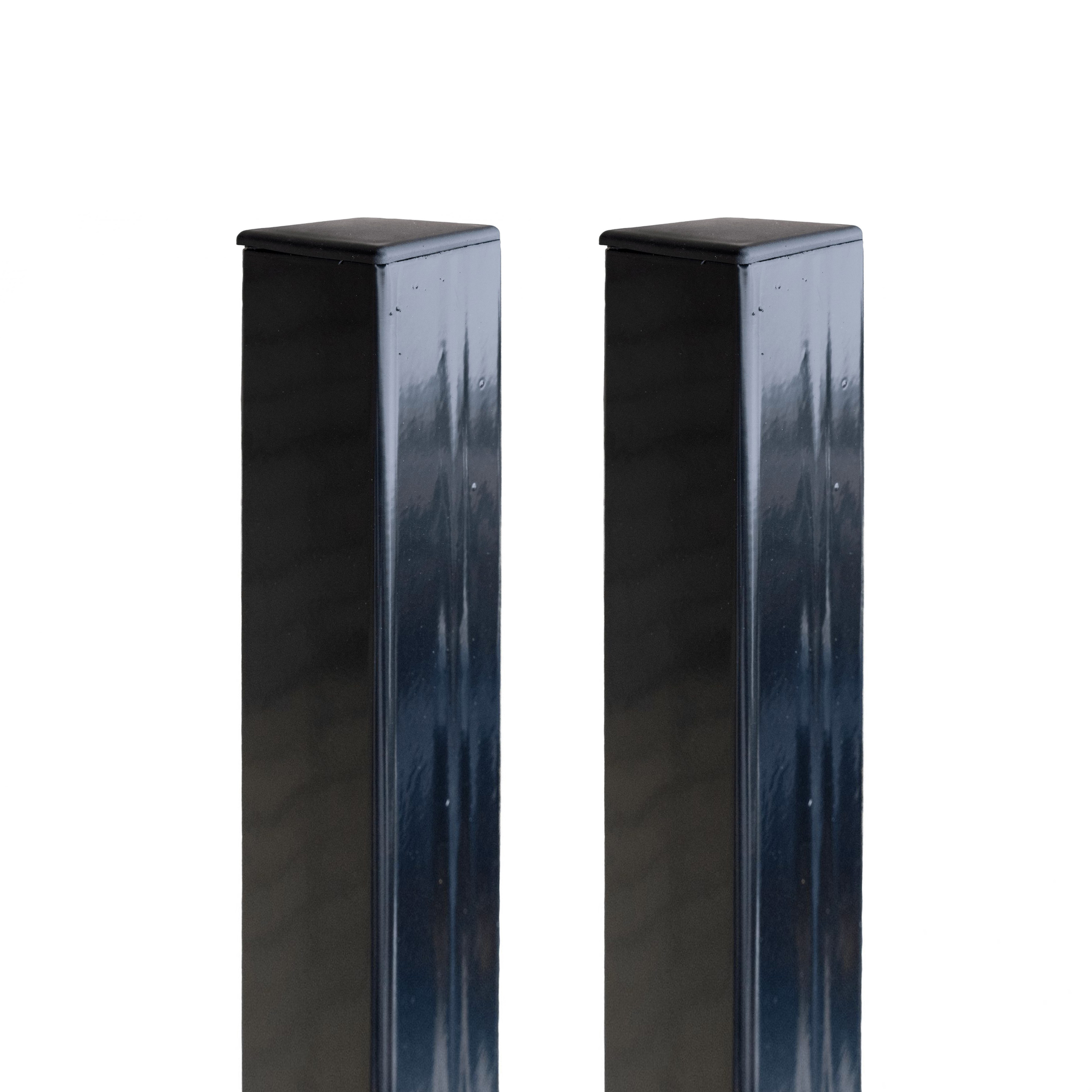 CompoGarden stalen palenset U-frame voor poort – Zwart (2 stuks)