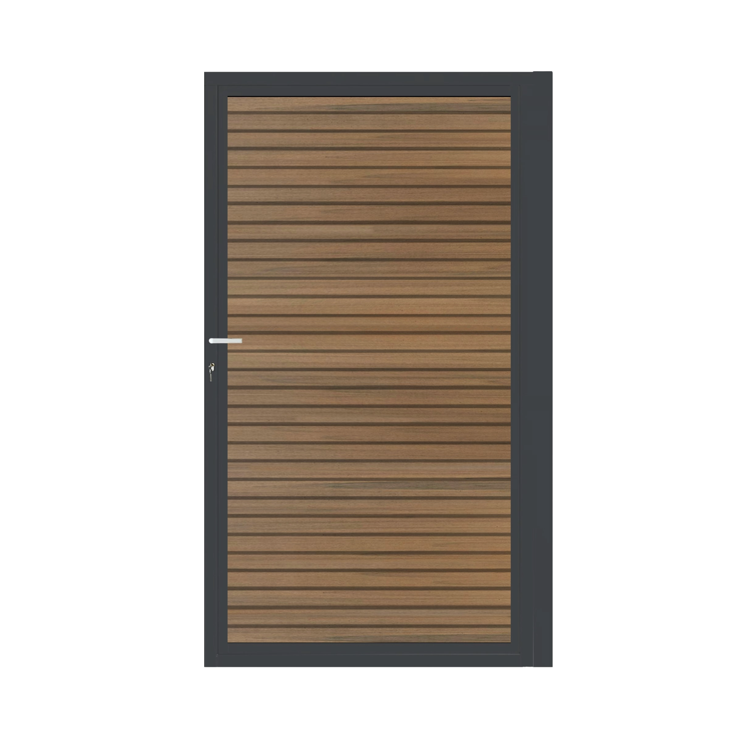 CompoGarden composiet poort Rhombus horizontaal – Teak met antraciet aluminium frame
